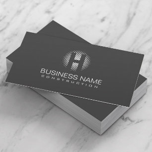 Modern Monogram Minimalist Grey Professional Business Card