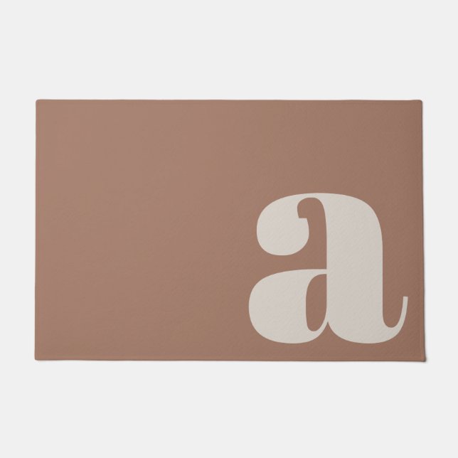 Modern Monogram Minimalist Mocha Brown Entryway Doormat (Front)