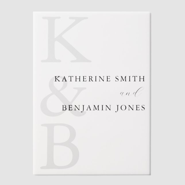 Modern Monogram Minimalist Overlay Wedding Vellum Invitations (Front)