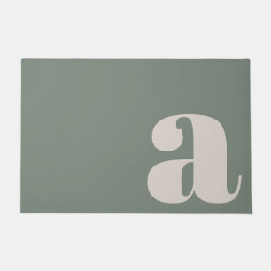 Modern Monogram Minimalist Sage Green Entryway Doormat