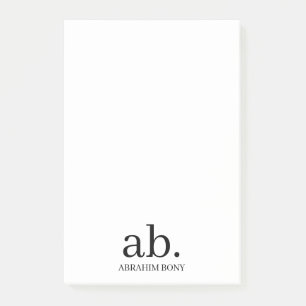 Modern Monogram Minimalist Stylish Design Post-it Notes