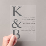 Modern Monogram Minimalist Wedding Acrylic Invitations<br><div class="desc">Easily personalise your wedding invitations with this editable template. Features minimal elegant typography design.</div>