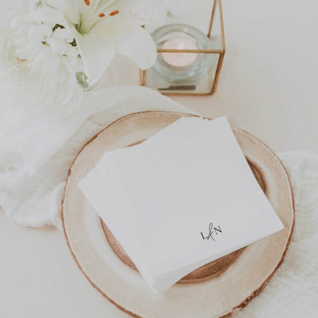 Modern Monogram Minimalist Wedding Couple Initials Napkin (Creator Uploaded)