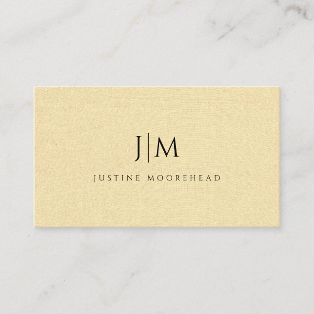 Modern Monogram Minimalist Wheat Linen Effect Business Card (Front)