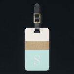 Modern Monogram Mint Green Gold Stripe Luggage Tag<br><div class="desc">Modern and chic,  this luggage features classic mint green and gold stripes and a customisable monogram. Add you name and address to the back for a truly personalised luggage tag.</div>
