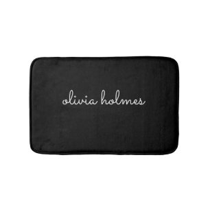 Modern monogram   Modern black text name bath rug