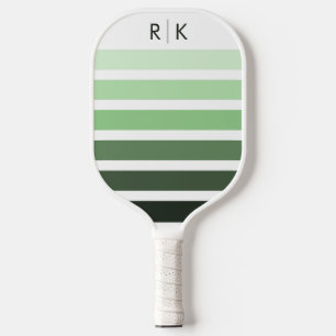 Modern Monogram Monochromatic Sage Green Stripes Pickleball Paddle