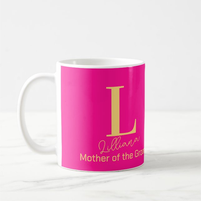 Modern Monogram Mother of the Groom Coffee Mug (Left)