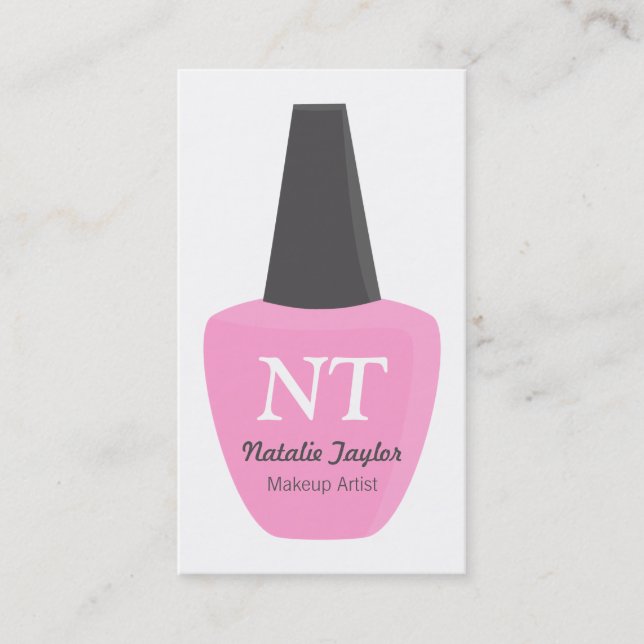 Modern Monogram Nail Polish Makeup Artist Business Business Card (Front)