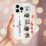 Modern Monogram Name 5 Photo Collage iPhone 16 Pro Max Case<br><div class="desc">Create your own photo collage phone case featuring 5 of your favourite pictures in a simple photo collage alongside modern monogram name in elegant script typography.</div>