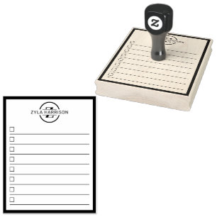 Modern Monogram Name 8 Row To Do List 4" x 5" Rubber Stamp
