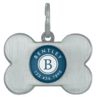 Modern Monogram Name and Phone Number | Blue