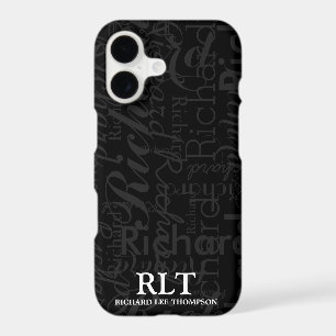 Modern Monogram Name Black Elegant 