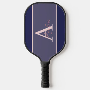 Modern Monogram Name Blue Pink Pickleball Paddle