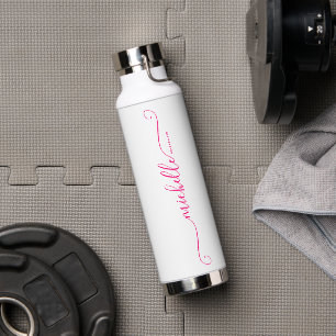 Modern Monogram Name Bridesmaid Bachelorette Pink Water Bottle