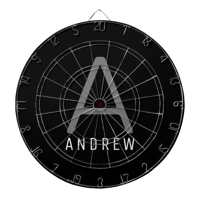 Modern Monogram Name Custom Personalised Dartboard (Front)