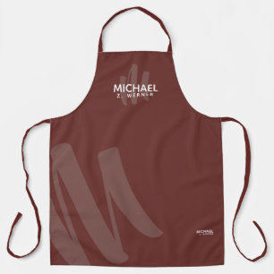 Modern Monogram Name Fired-Brick Reddish Brown Apron