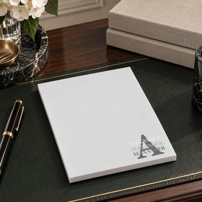Modern Monogram Name Grey Notepad (Creator Uploaded)