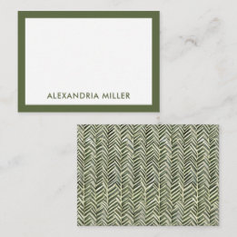Modern Monogram Name Olive Herringbone Card
