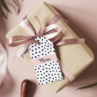 Modern Monogram Name | Pastel Pink & Black Dots