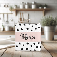 Modern Monogram Name | Pastel Pink & Black Dots