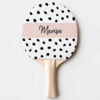 Modern Monogram Name | Pastel Pink & Black Dots