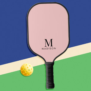 Modern Monogram Name Pastel Pink Pickleball Paddle