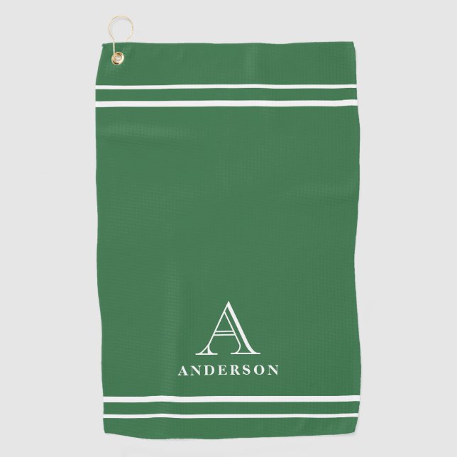 Modern Monogram Name, Personalised Golf Gift Towel (Front)