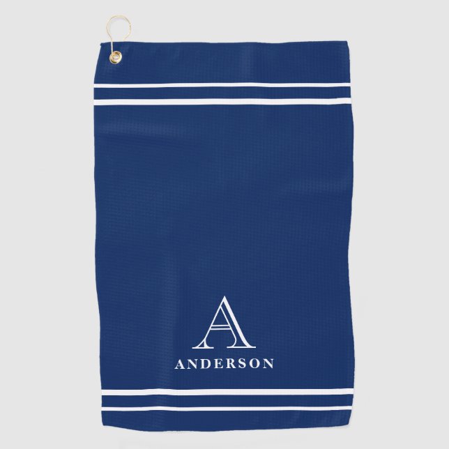 Modern Monogram Name, Personalised Golf Gift Towel (Front)