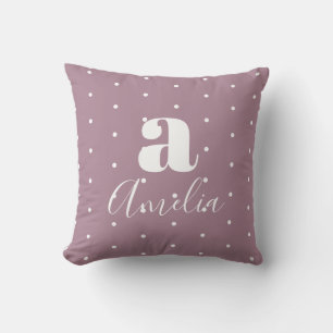 Modern Monogram Name Purple Cushion
