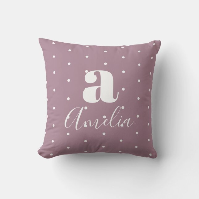 Modern Monogram Name Purple Cushion (Front)