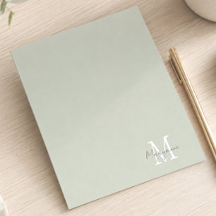 Modern Monogram Name Sage Green Card