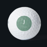 Modern Monogram Name Sage Green Golf Balls<br><div class="desc">This is a modern monogram and name design. It is in stylish sage green with simple, cool typography and script. Perfect for golfers and sports lovers, and an idea birthday gift for dad. This design can be personalised by changing the letter “J” and the name “Johnson”, with your own name...</div>