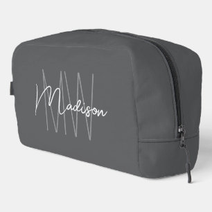 Modern Monogram Name Script Beige Dopp Kit