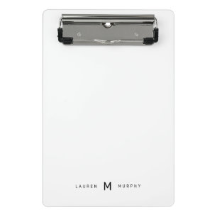 Modern Monogram Name Typography Mini Clipboard