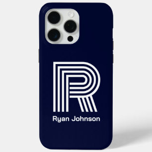 Modern Monogram Navy Blue iPhone 15 Pro Max Case
