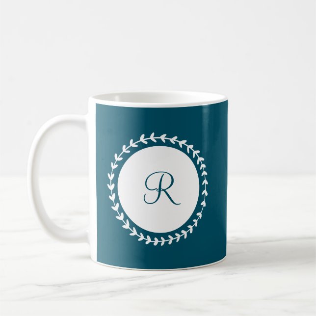 Modern Monogram Navy Blue Coffee Mug (Left)