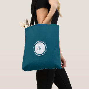 Modern Monogram Navy Blue Tote Bag
