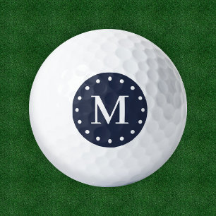Modern Monogram Navy Blue White Golf Balls