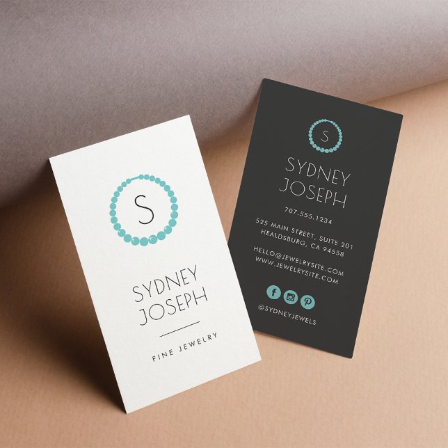 Modern Monogram Necklace Logo | Jewellery Design Business Card (Creator Uploaded)