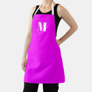 Modern monogram neon magenta custom initial letter apron