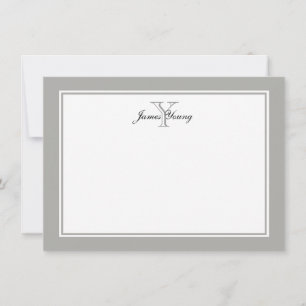 Modern Monogram Note, Block Initial Script Name