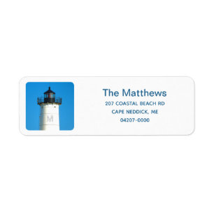 Modern Monogram Nubble Lighthouse Return Address Label