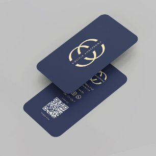 Modern Monogram O Logo Professional Dark Blue Business Card