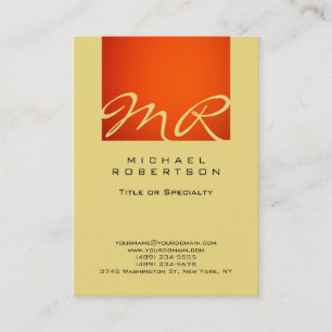 Modern Monogram Orange Buff Beige Business Card