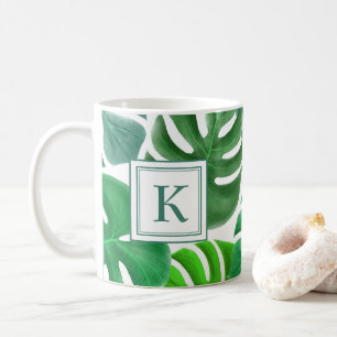 Modern Monogram Palm Leaves Coffee Mug