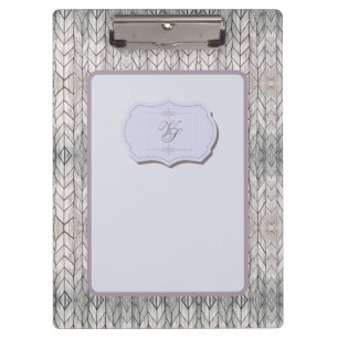 Modern Monogram Pattern Grey Blue Vintage Wood Clipboard