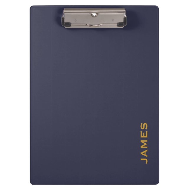 Modern Monogram Personalised Blue and Gold Clipboard (Front)