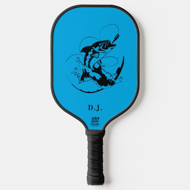 Modern Monogram Personalised Fishing Fish Pickleball Paddle (Front)