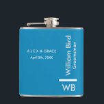 Modern Monogram Personalised Groomsman Hip Flask<br><div class="desc">This Groomsman custom design features a handwritten minimalistic confident blue hues. You can personalise the name,  title,  and groom or add your custom message! Show your Groomsman how much you love and appreciate their participation.</div>